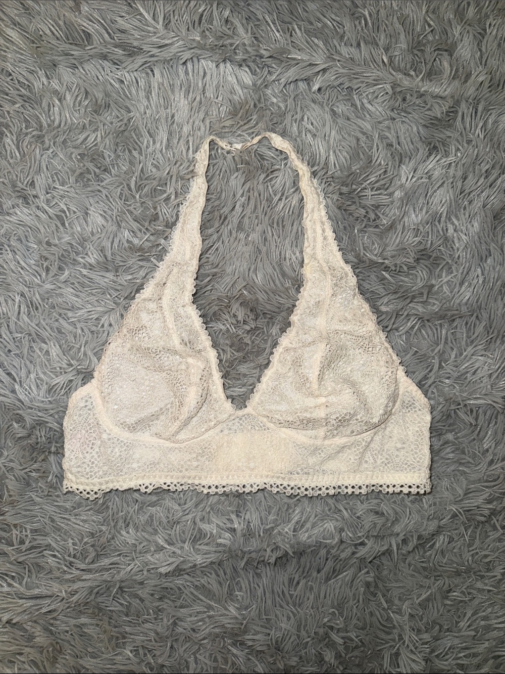 Victoria's Secret Ivory Lace Halter Bralette